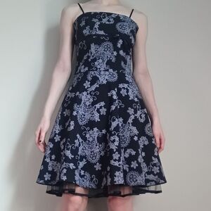 Vintage Lace Printed Empire Waistline Dress